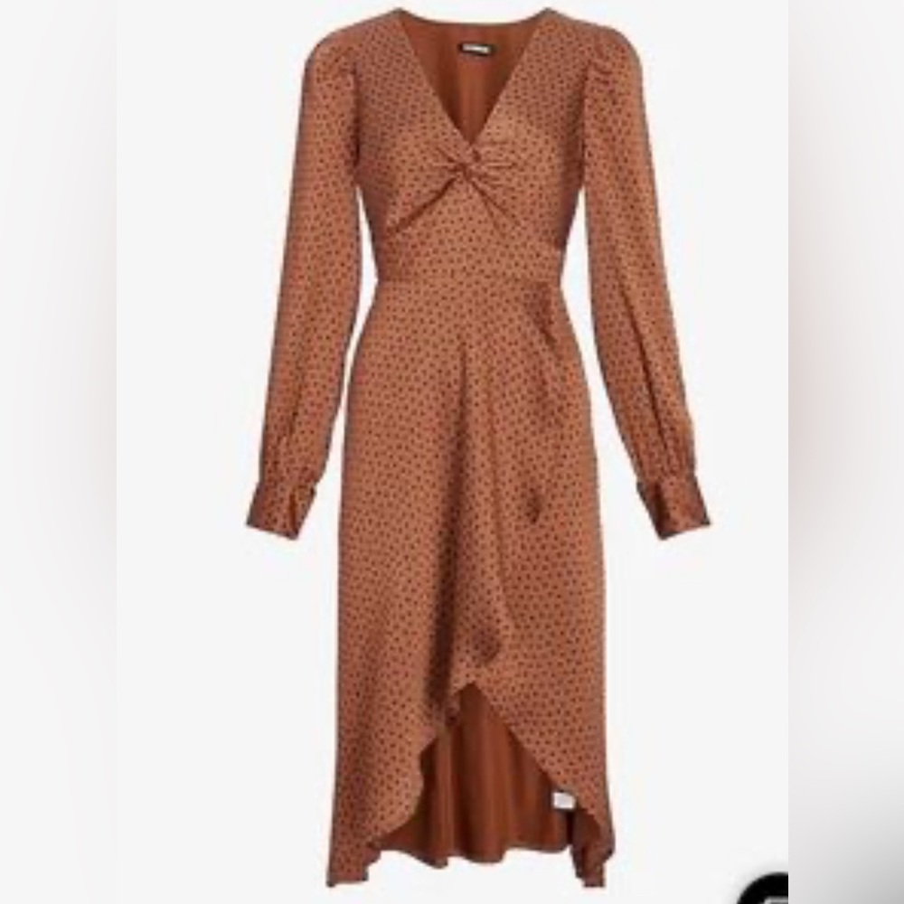 Express Brown Long Sleeve Dress